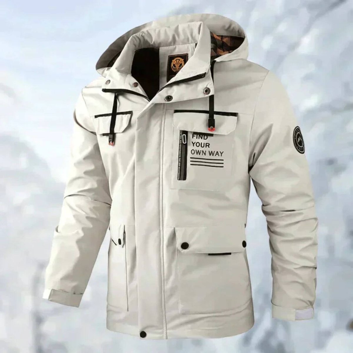 Men's Waterproof Hooded Quilted Jacket Windproof Outdoor Parka – product view 1