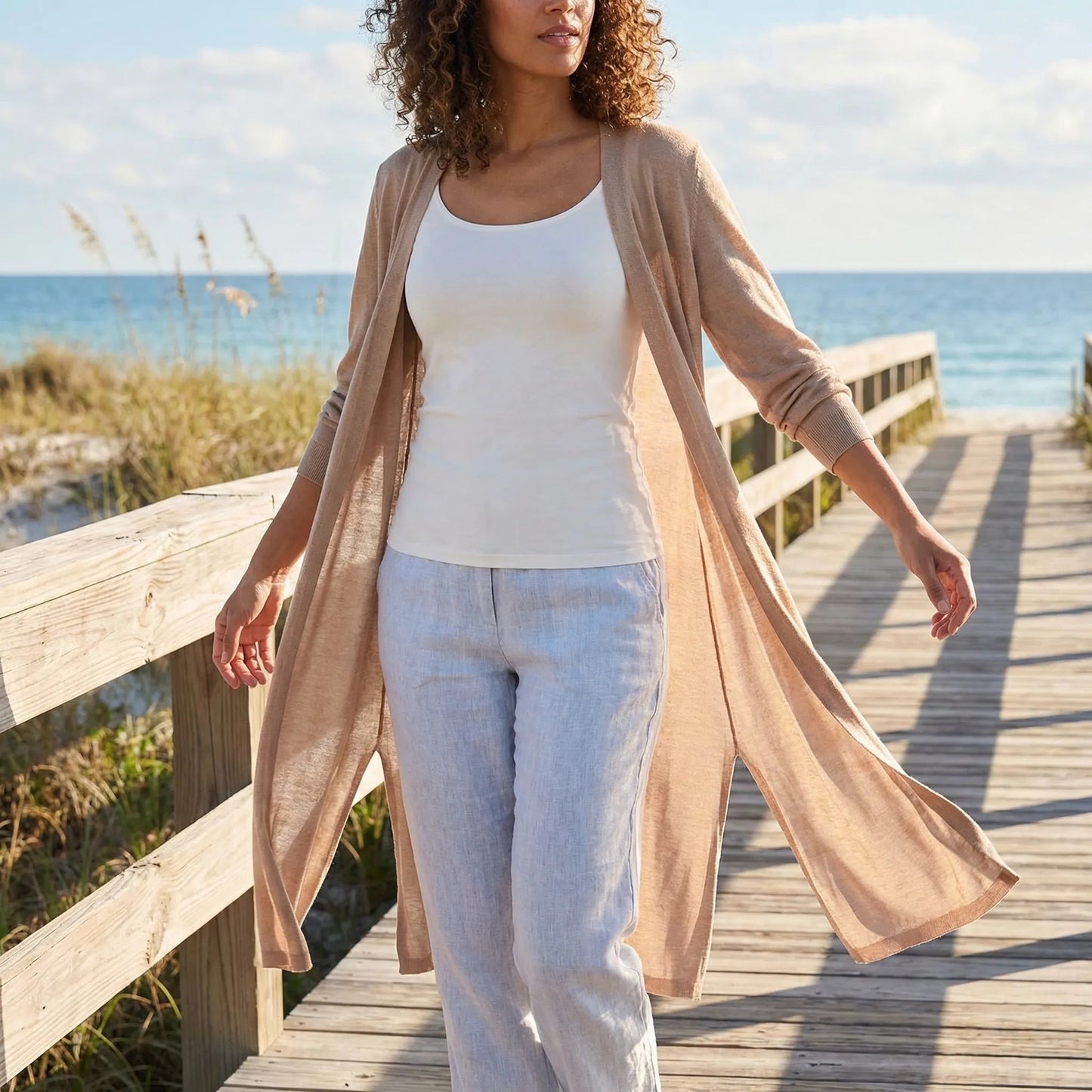 Flowing casual cardigan - Sandy – product view 1