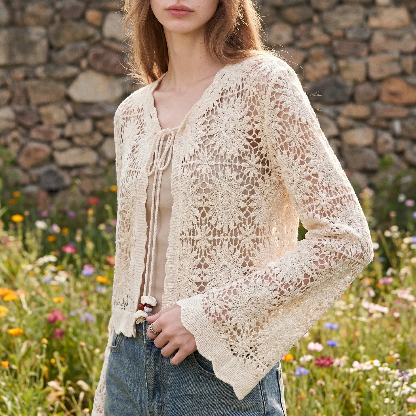 Floral Knit Cardigan - Lilac – product view 1