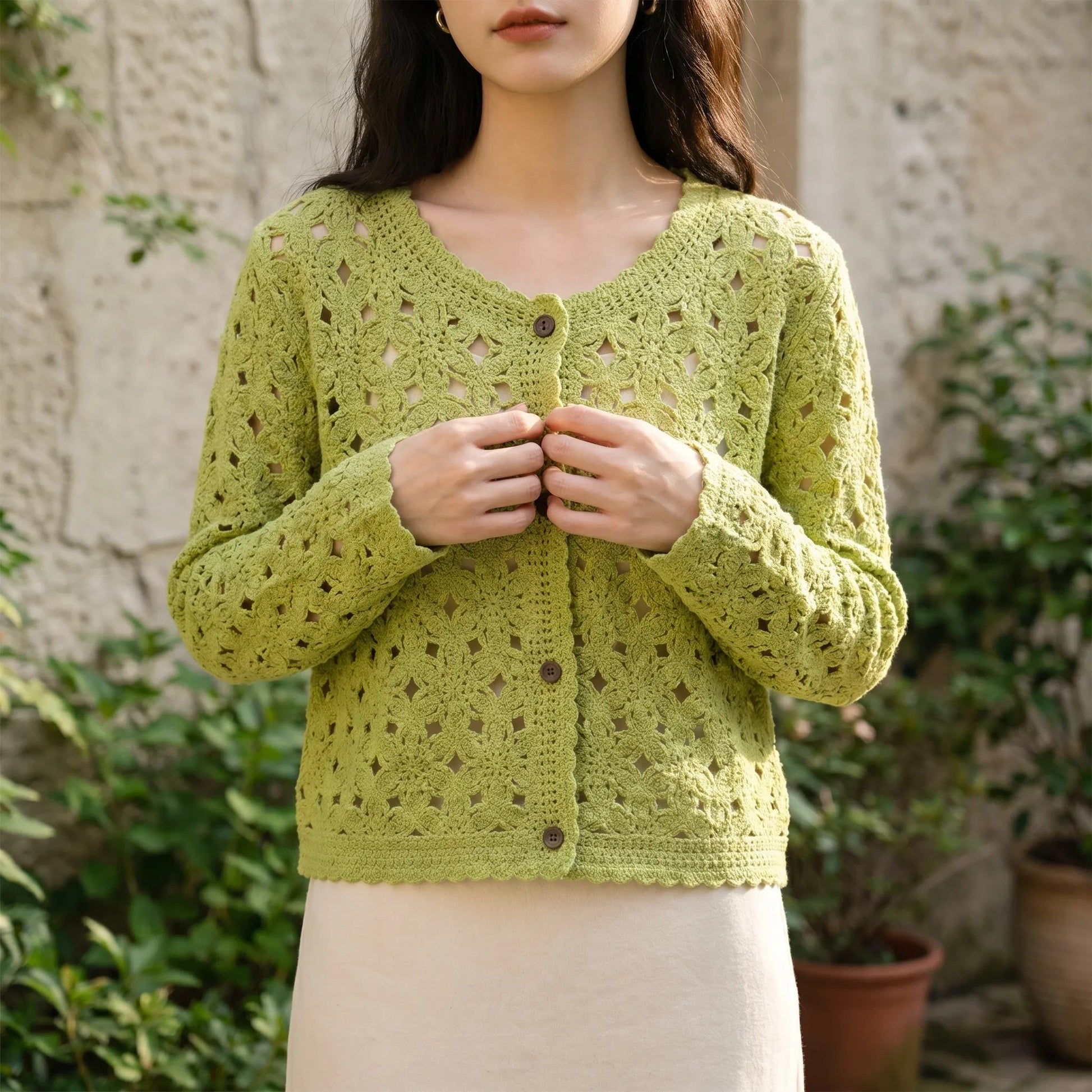 Openwork Crochet Cardigan - Lorena – product view 1