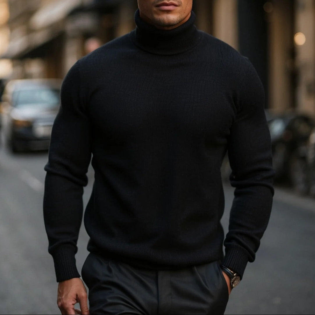 Soft & Comfortable Men's Roll Neck Jumper made of Cotton - Jonas – product view 1