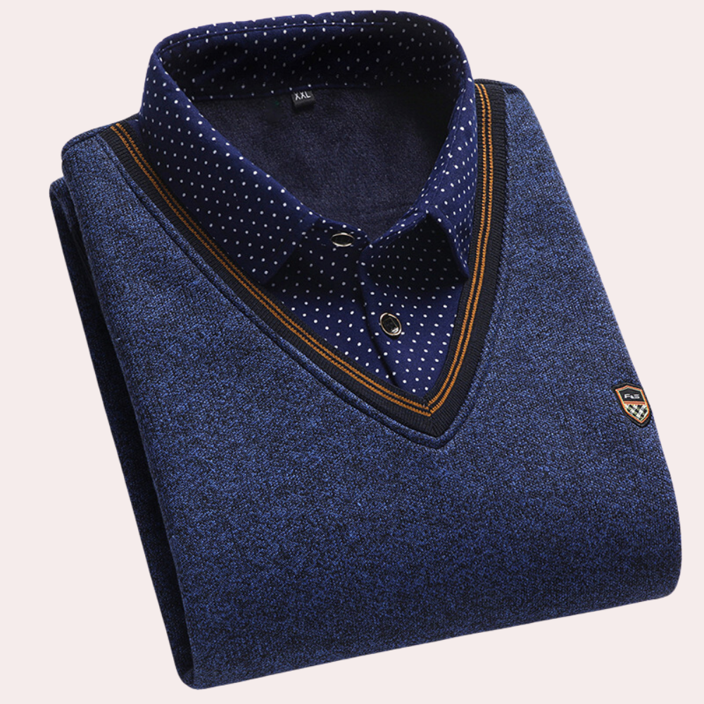 Sweater with Shirt Collar for Men - Victor – product view 1