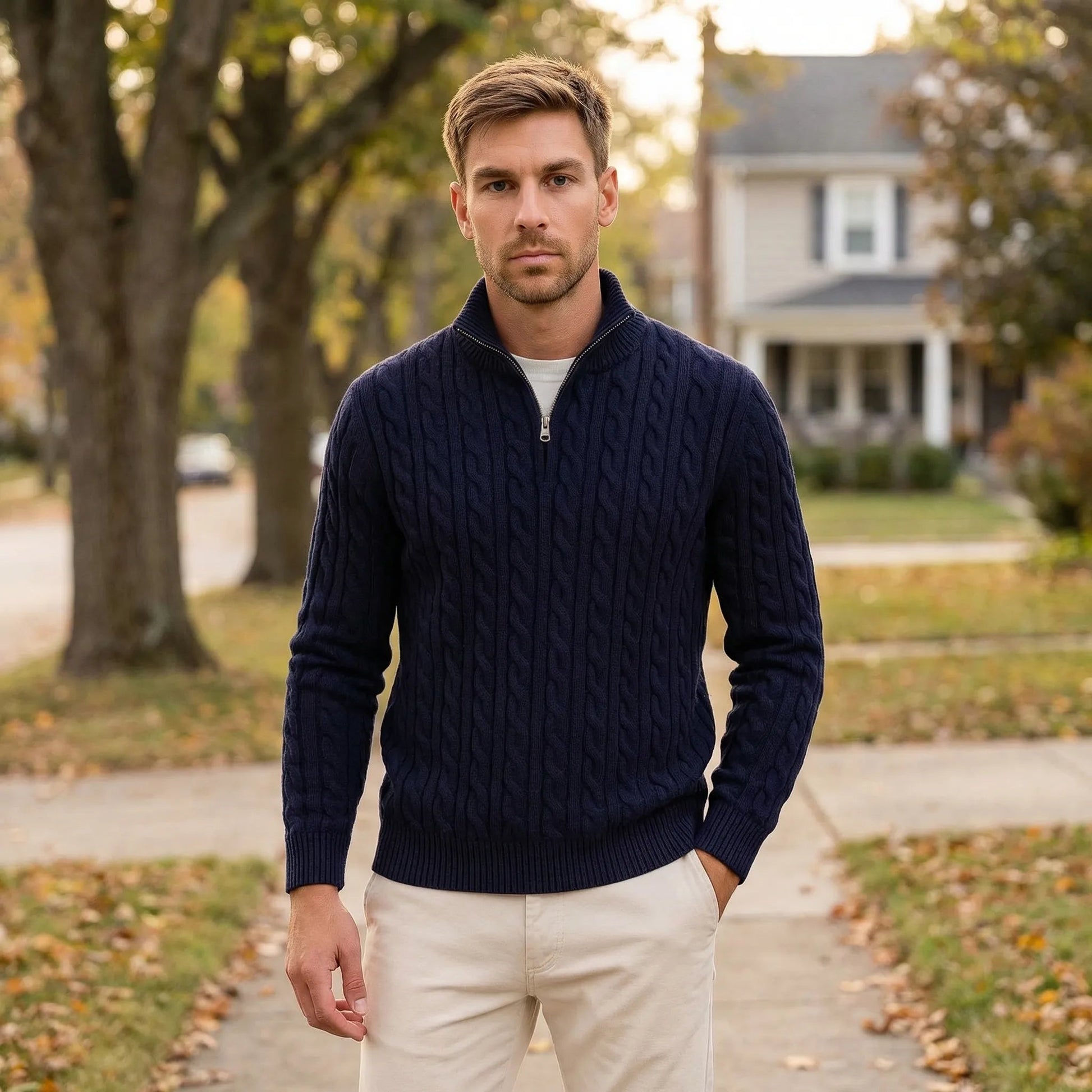 Knit Quarter-Zip Men's Sweater - Edmond – product view 1