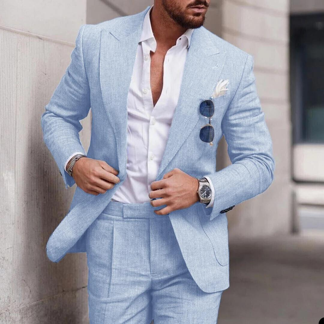 Trendy Linen 2-Piece Beach Suit for Men - Caden – product view 1