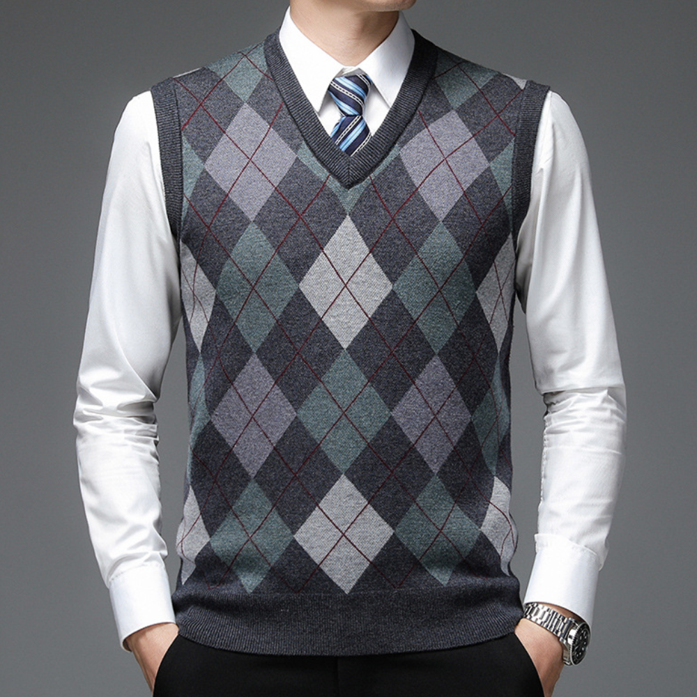 Gentlemen's Spencer with Stylish Argyle Pattern - Felix – product view 1