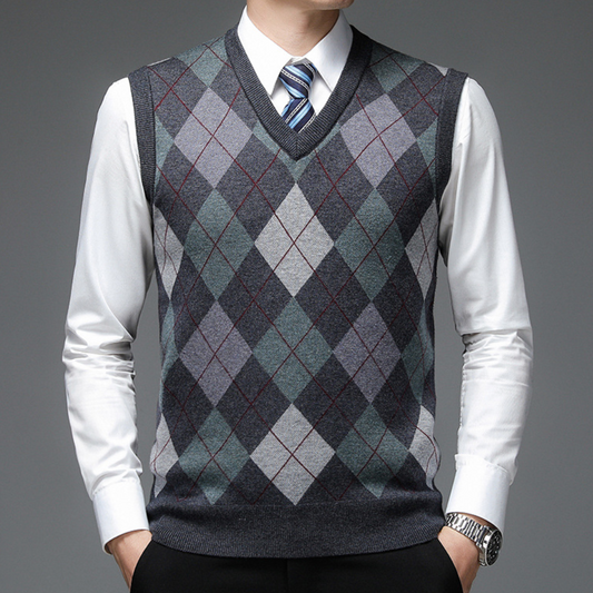 Gentlemen's Spencer with Stylish Argyle Pattern - Felix – product view 1