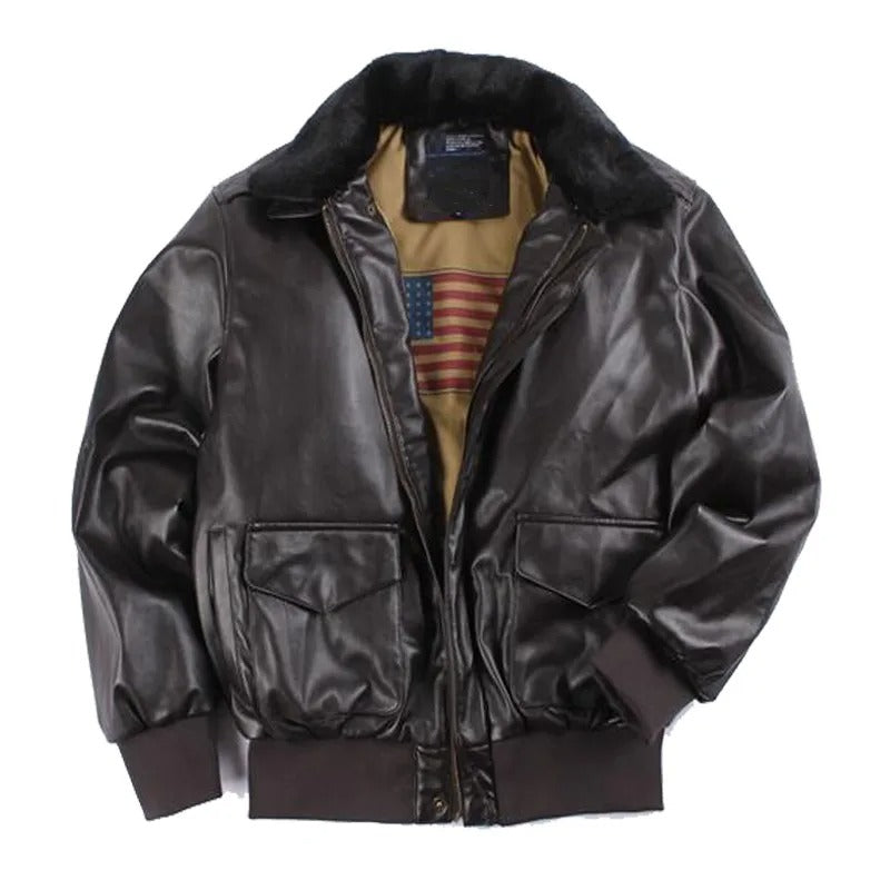 Vintage Leather Motorcycle Jacket for Winter - Maxim – product view 1