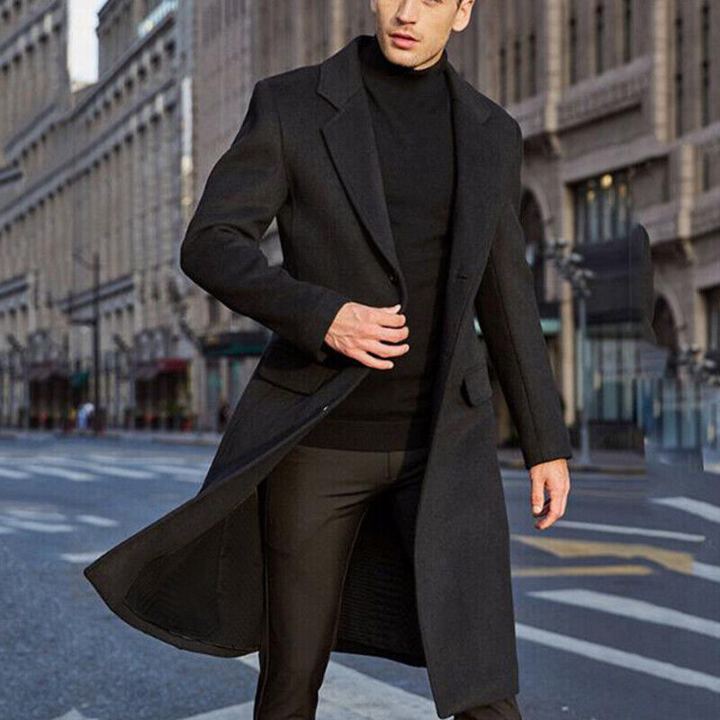 Long wool coat for men – Tobias – product view 1