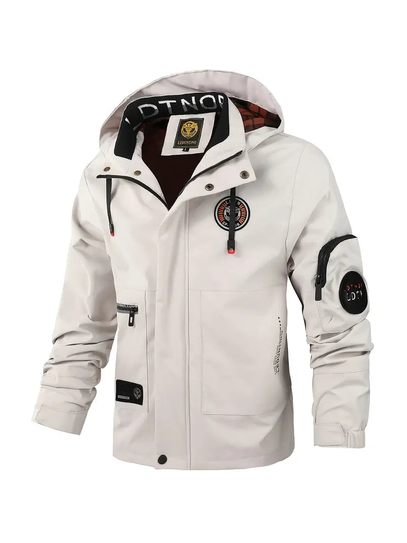 Light men's outdoor jacket, wind- and waterproof with hood – Torben – product view 1