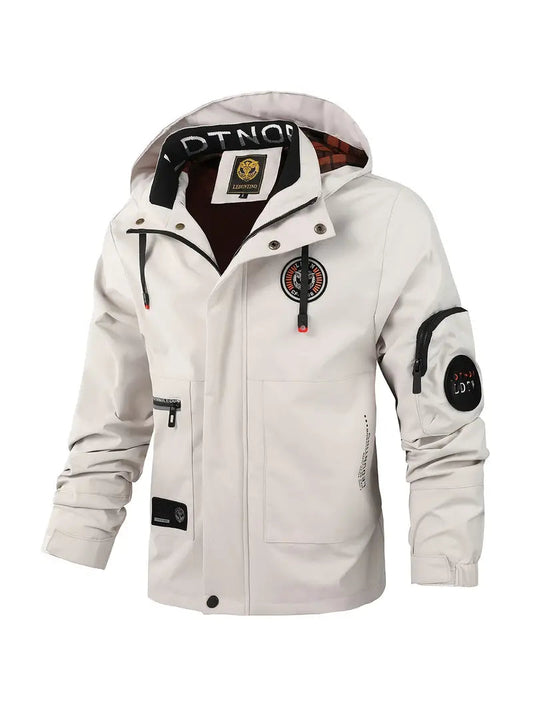 Light men's outdoor jacket, wind- and waterproof with hood – Torben – product view 1