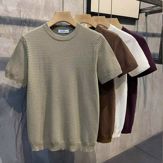 Men's Textured Knit Crewneck Sweater Relaxed Fit – product view 1