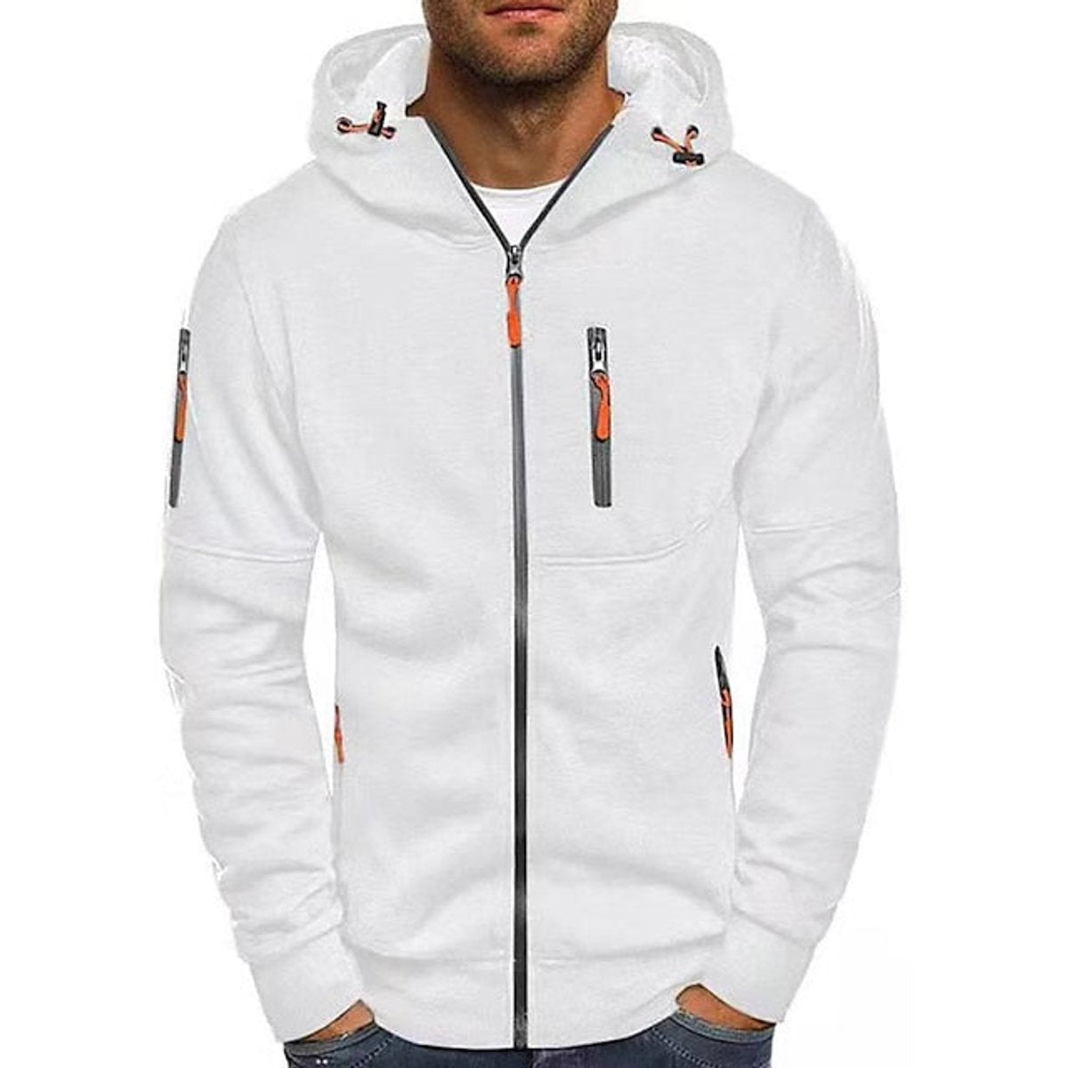 Men's Zip-Up Hooded Knit Sweater Fleece Pullover Hoodie – product view 1