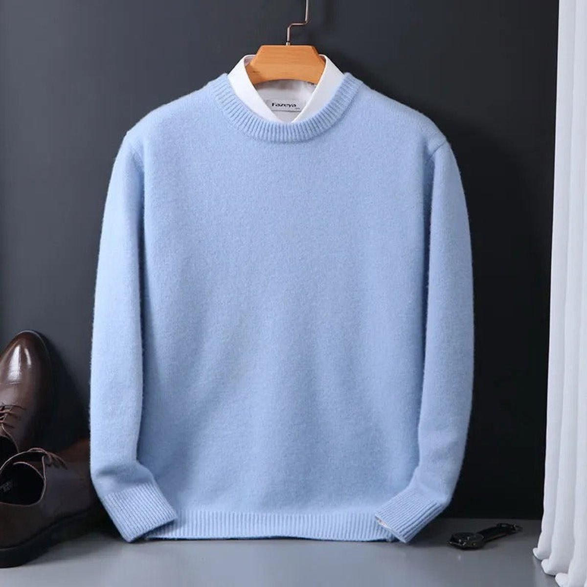Men's Soft Mohair Crewneck Knit Sweater Pullover – product view 1
