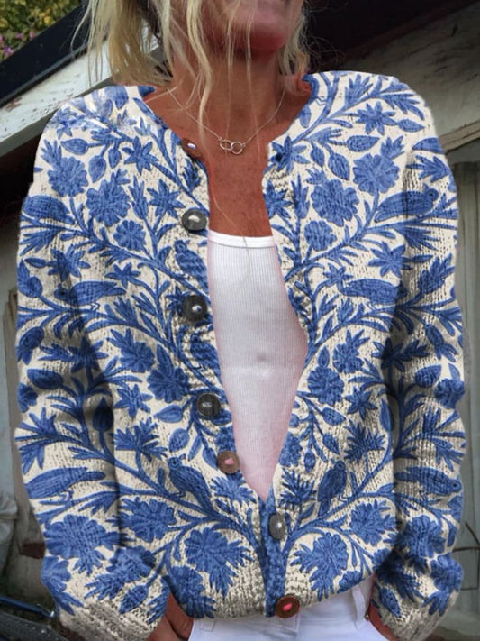 Women's Floral Embroidered Button-Front Knit Cardigan – product view 1