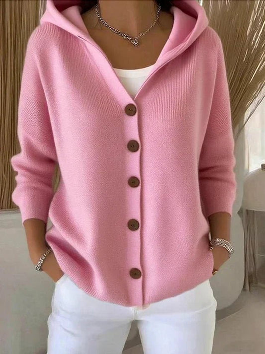 Women's Relaxed-Fit Hooded Button-Front Knit Cardigan – product view 1