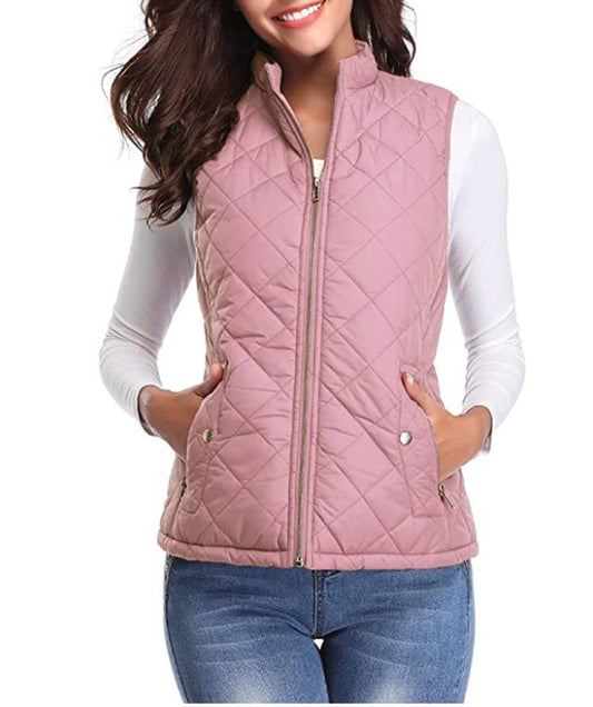Women's Quilted Zip-Up Lightweight Puffer Vest Stand Collar – product view 1
