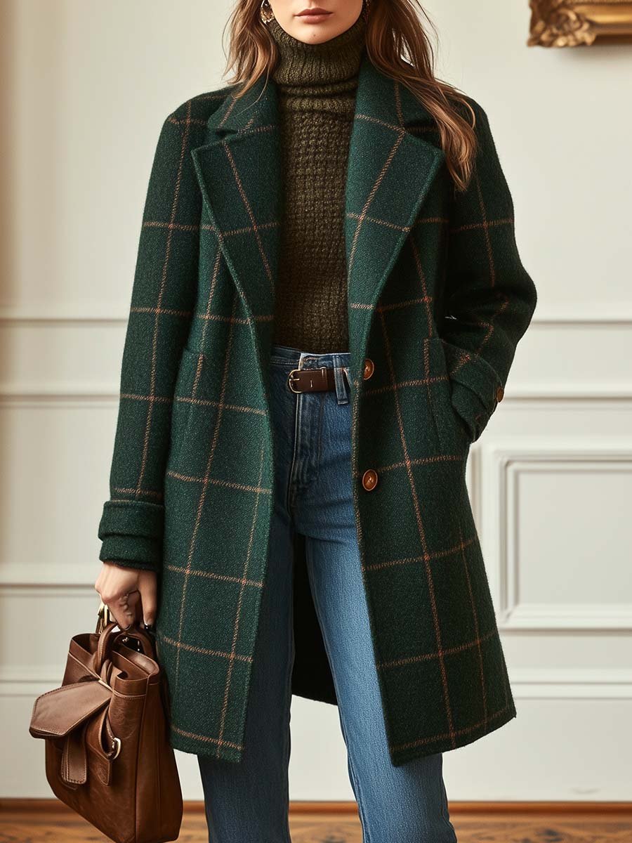 Jennifer Wool Check Coat – product view 1
