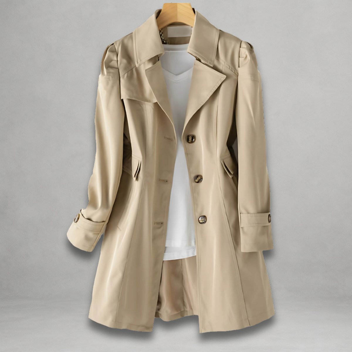 Women's Classic Single-Breasted Trench Coat Notch Lapel – product view 1