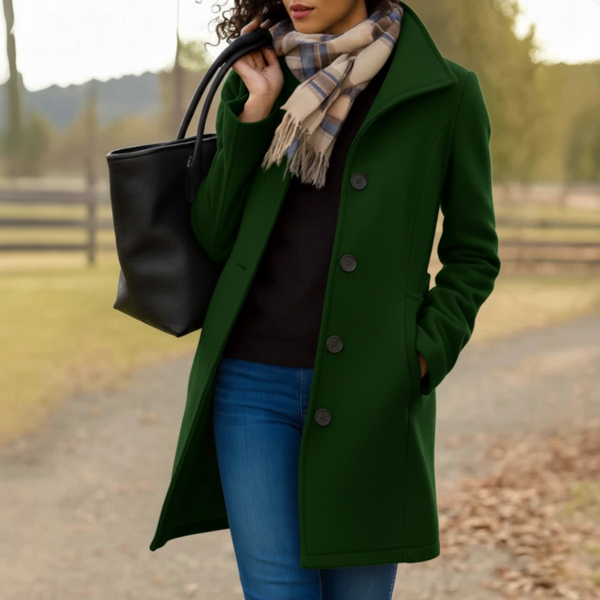 Women's Classic Mid-Length Single-Breasted Wool-Blend Coat – product view 1