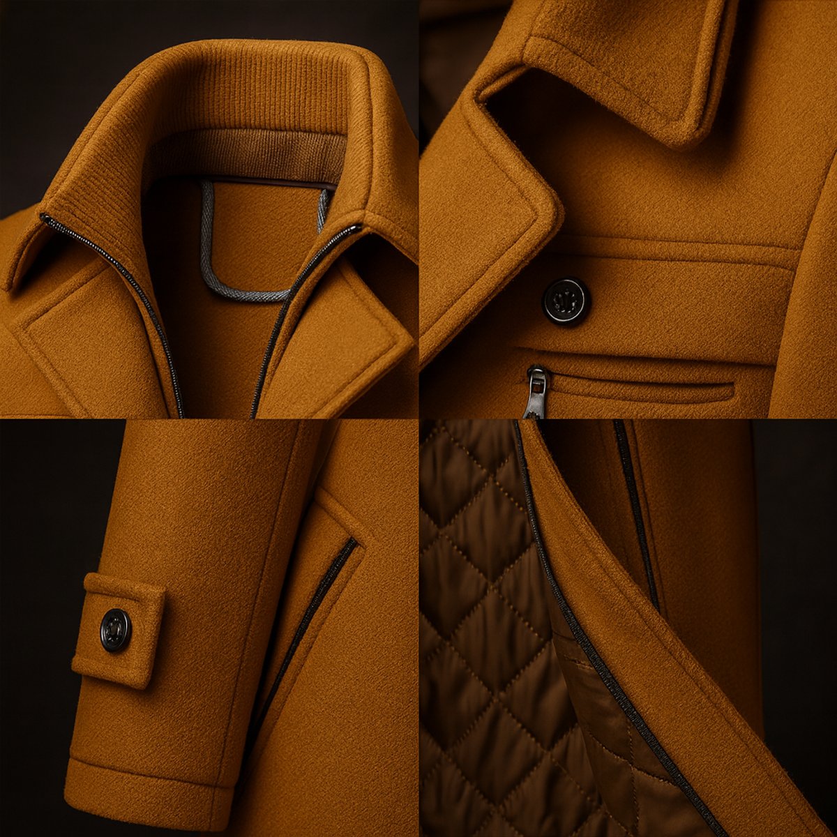 Men's Wool Coat Double-Collar Quilted-Lined Overcoat – product view 2