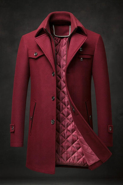 Men's Wool Coat Double-Collar Quilted-Lined Overcoat – product view 3