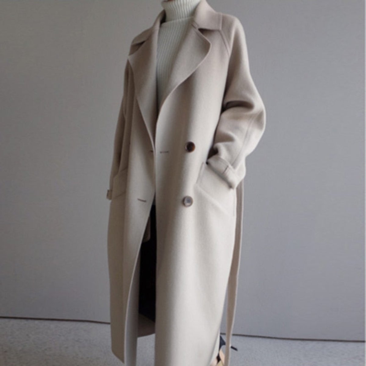 Women's Long Double-Breasted Cashmere Blend Coat – product view 1